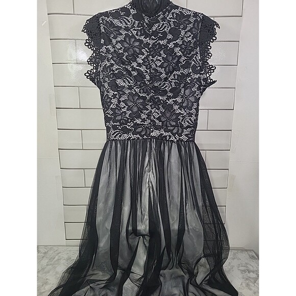 Women's Size Med Evening Wear Lace Dress Romantic Goth Queen Grimhilde Fantasy - Picture 7 of 10